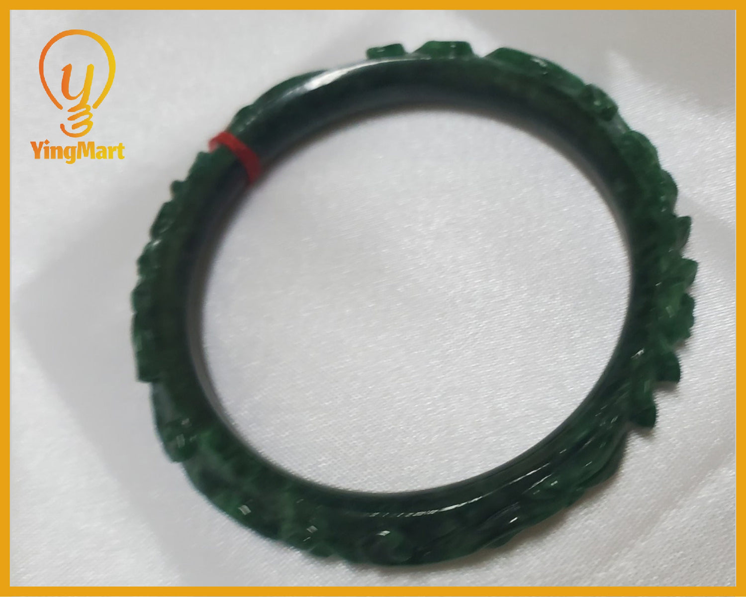 Yingmart 52mm-mm Green Hand carved Natural Jadeite Jade Bangle Bracelets, Real Gemstone Bracelet, Vintage Jewelry